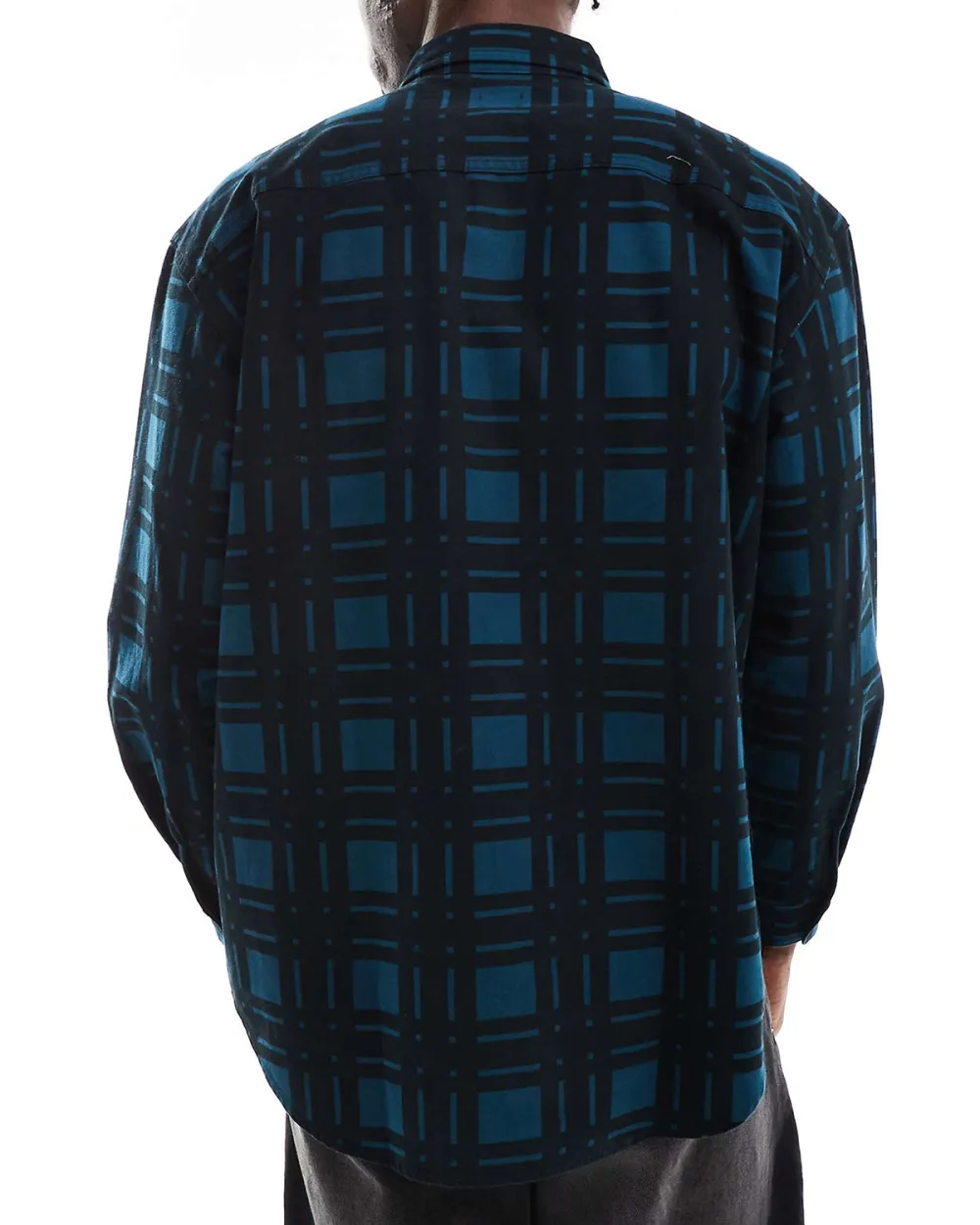 Relaxed Fit Check Print Flannel Shirt In Black