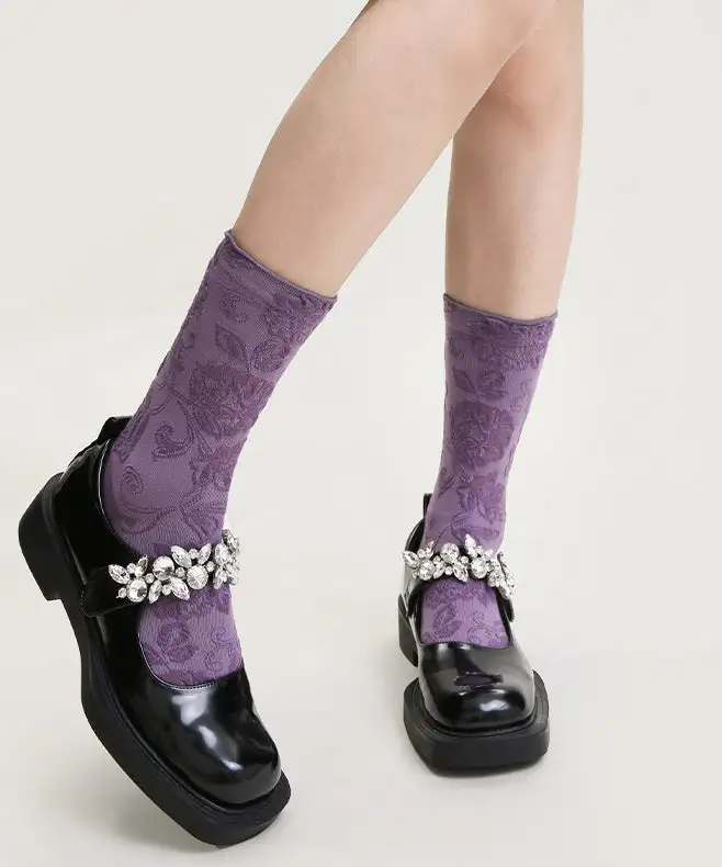 Versatile Jacquard Cotton Crew Socks