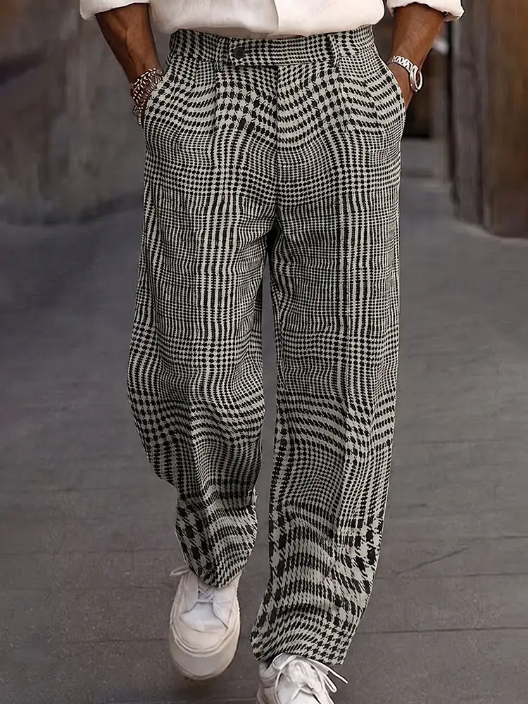 Smart Casual Plaid Pattern Suit Pants