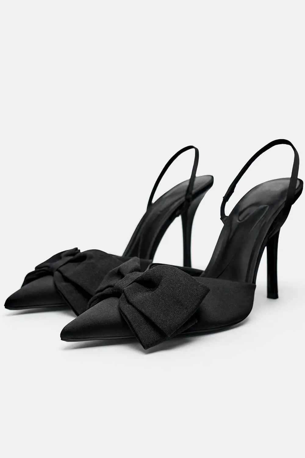 Bow Satin Pointed Toe Slingback
