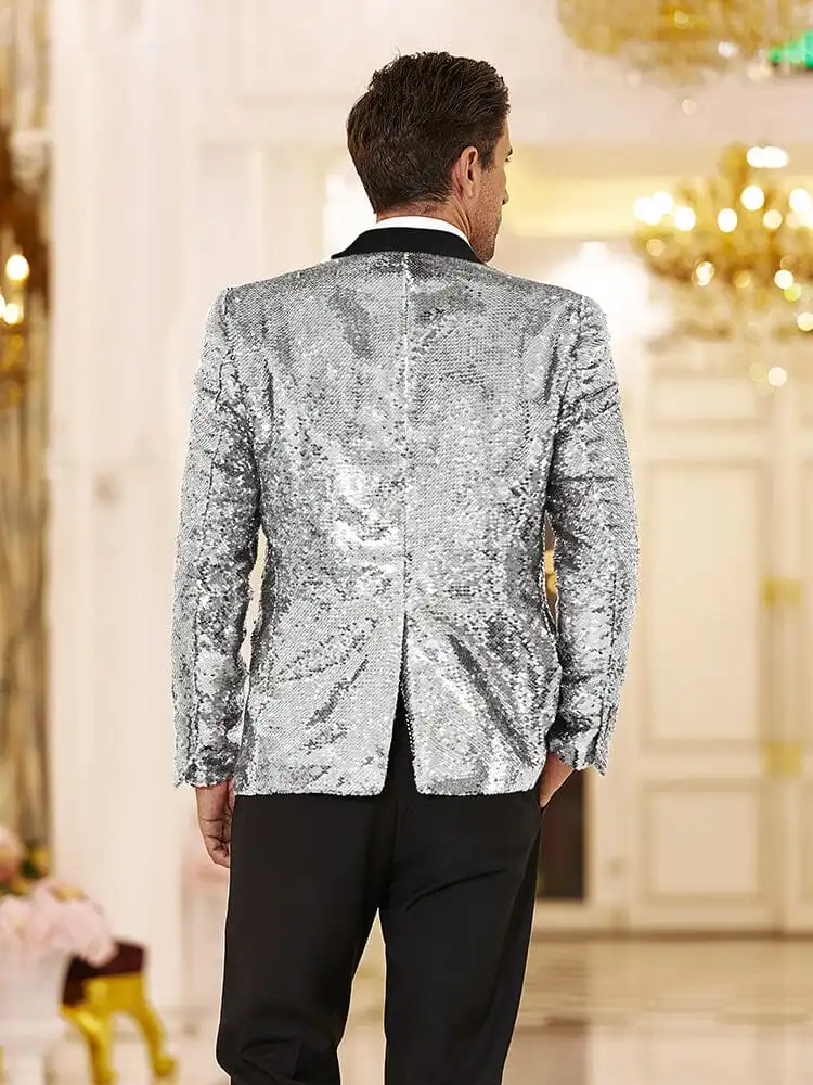S Shiny Sequins Suit Jacket Coat