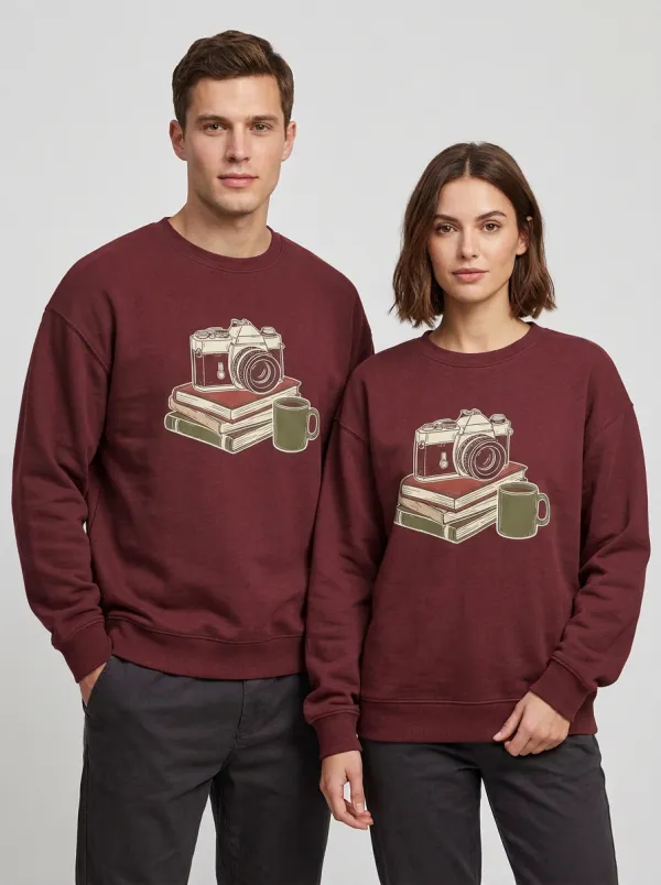 Unisex Photography Book Lover Camera Coffee Printed Sweatshirt