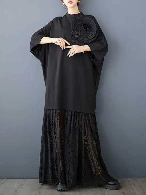 Three Long Neck Maxi Dress