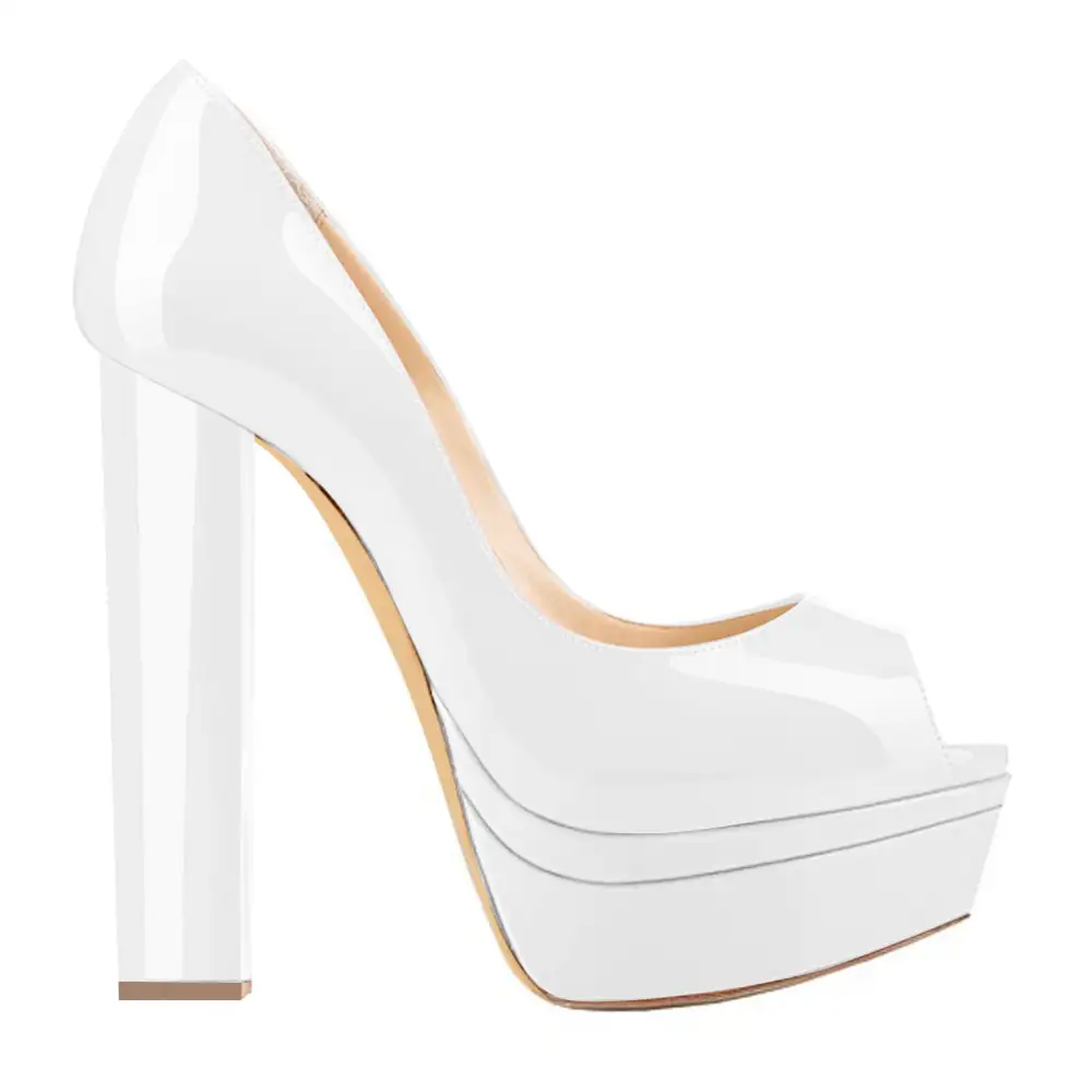 Peep Toe Platform Chunky Heel Pumps