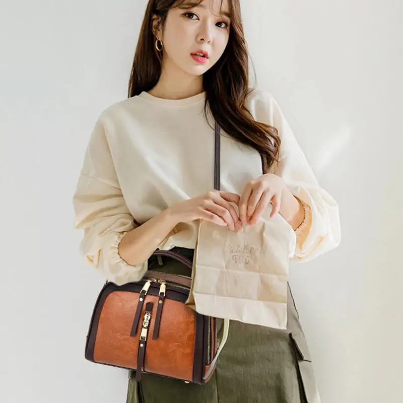 Chic Red Multi-Zipper Crossbody Bag