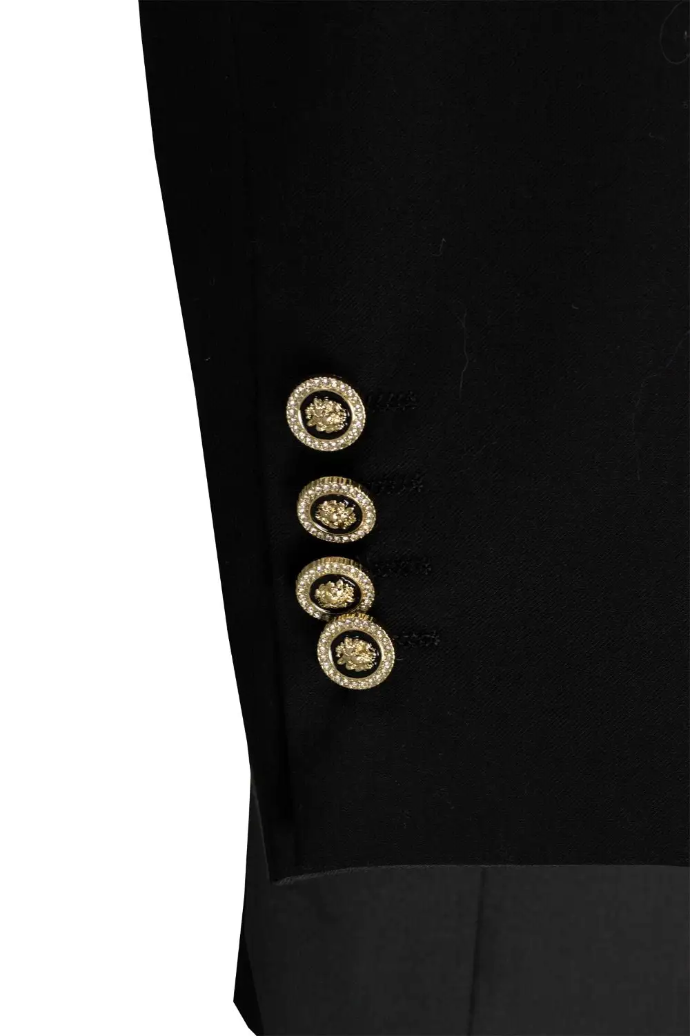 Black Modern Fit Satin Double Breasted Peak Lapel Side Vents Blazer