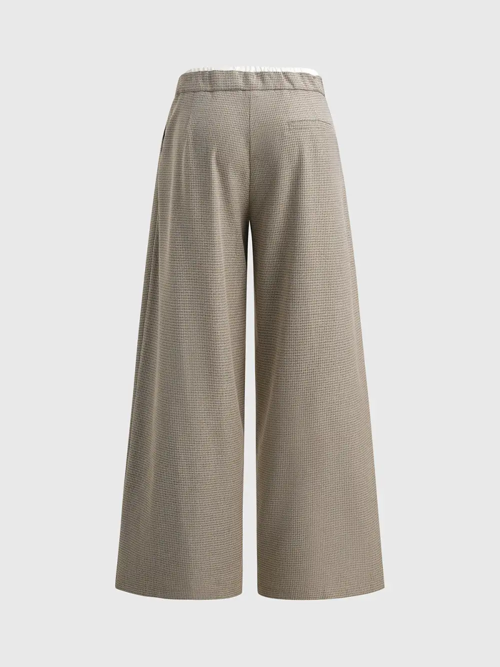 Wide-Leg Drawstring Plaid Pants