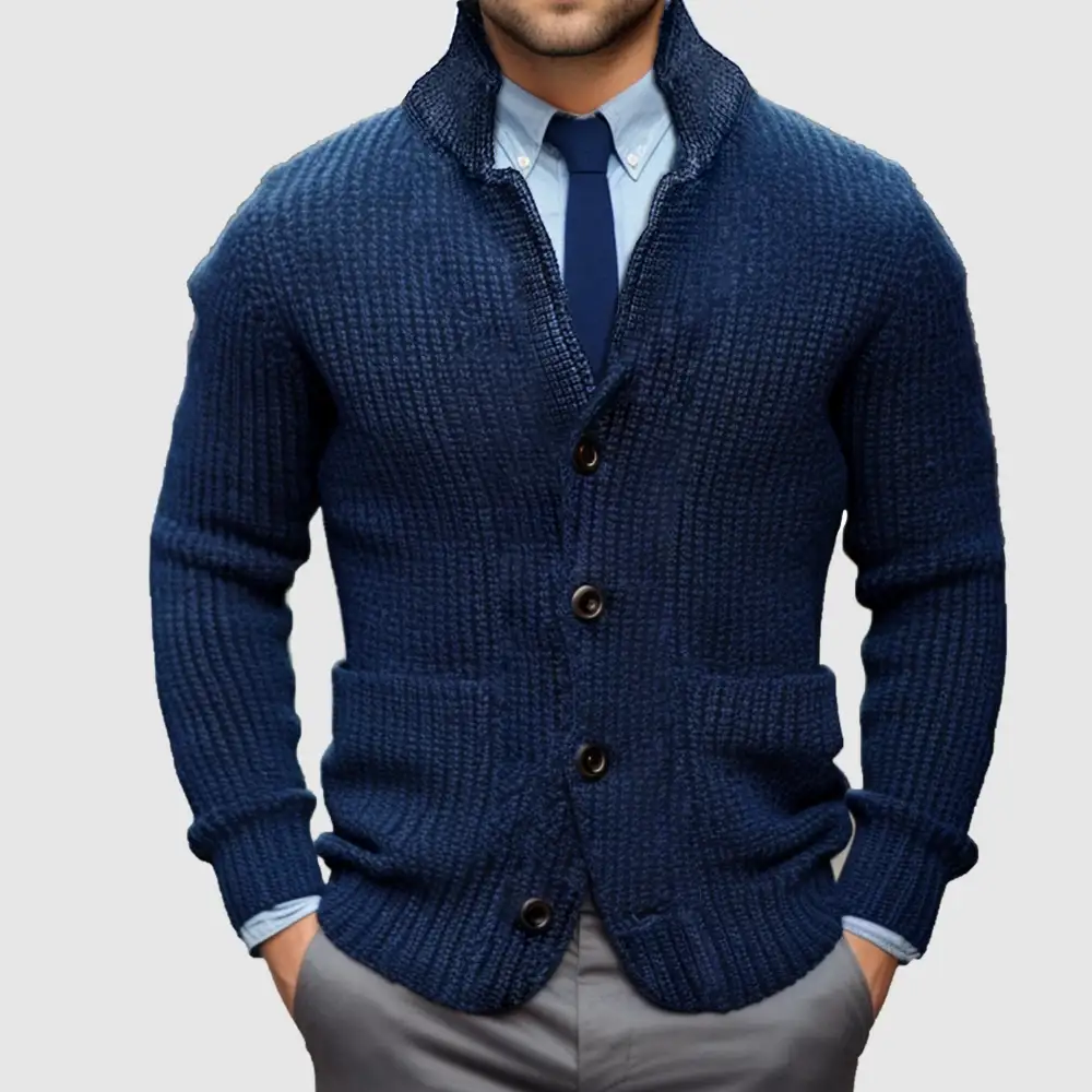 Stand Collar Knit Cardigan