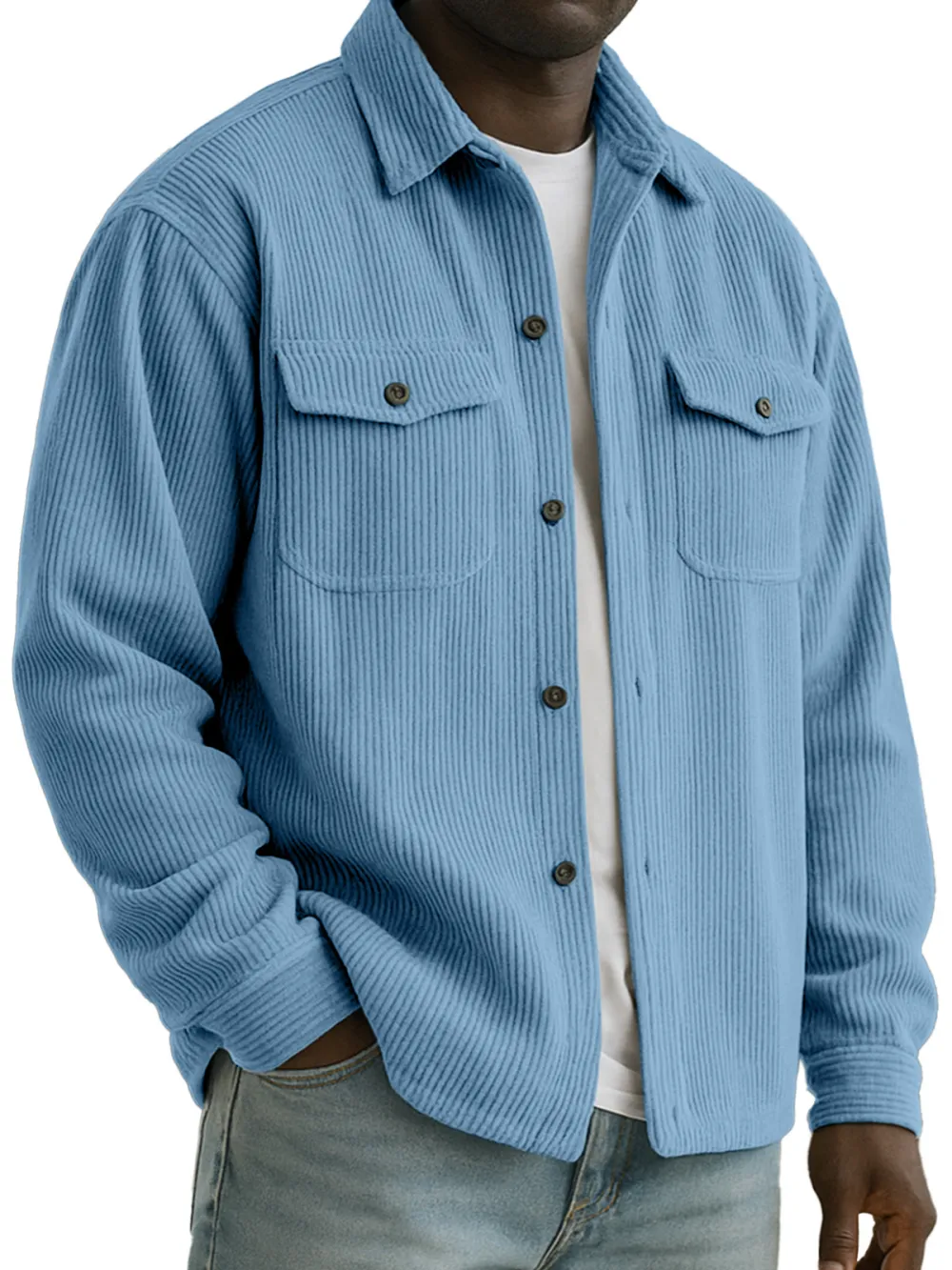 Corduroy Open Collar Jacket