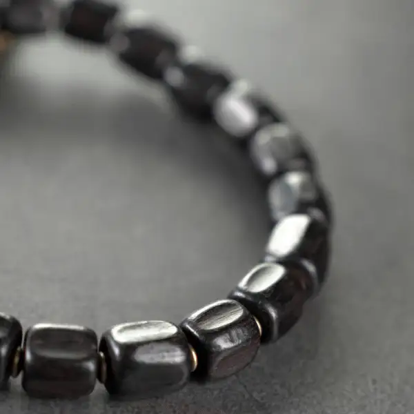 Vintage Ebony Wood Beads Copper Multilayered Bracelet