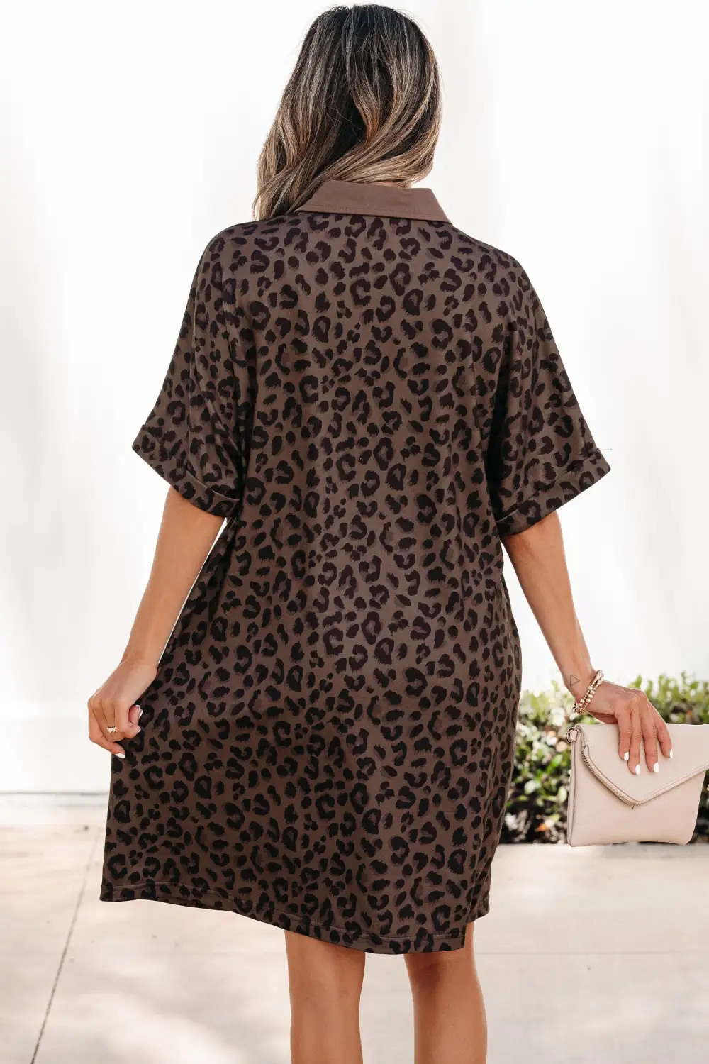 Animal Print V Neck Mini Dress