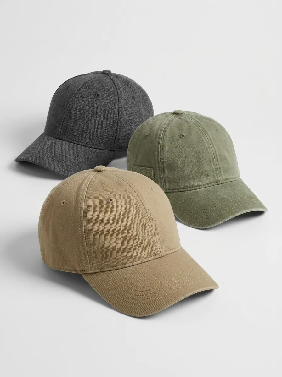 Vintage-Washed Solid Three-Pack Baseball Caps