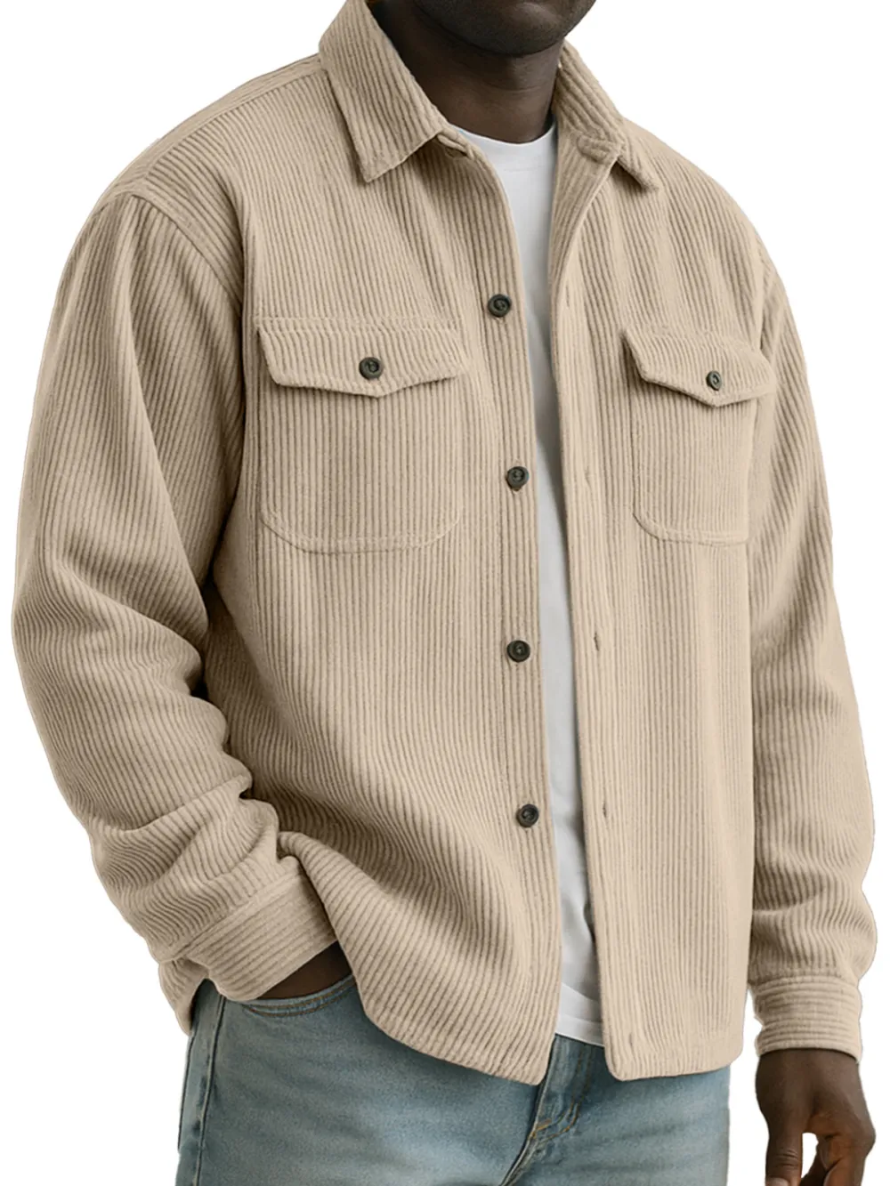 Corduroy Open Collar Jacket