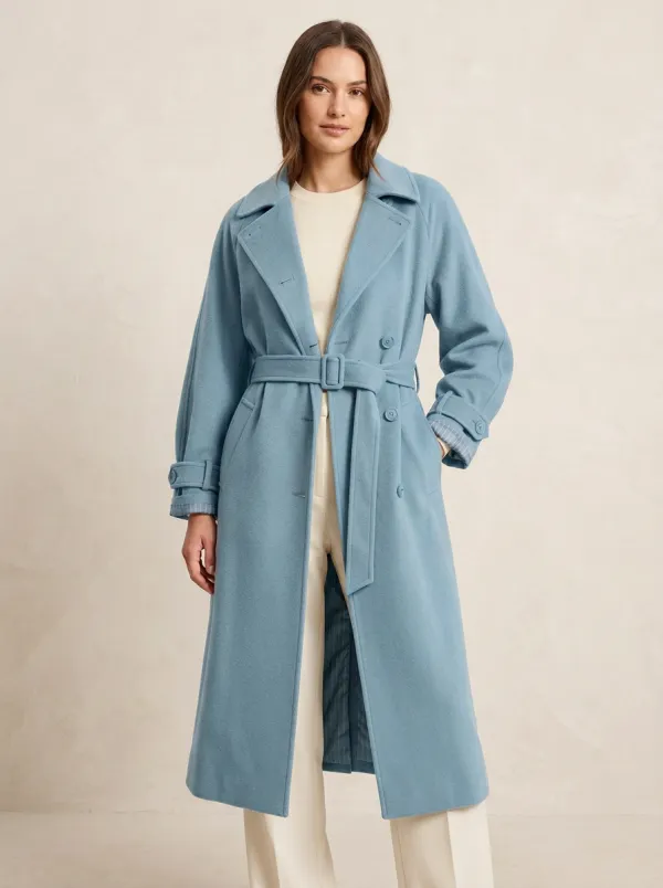 Classic Belted Wool Trench Coat
