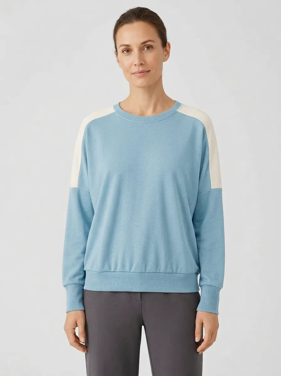 Women's Dropped-Shoulder Colorblock Crew-Neck Sweatshirt