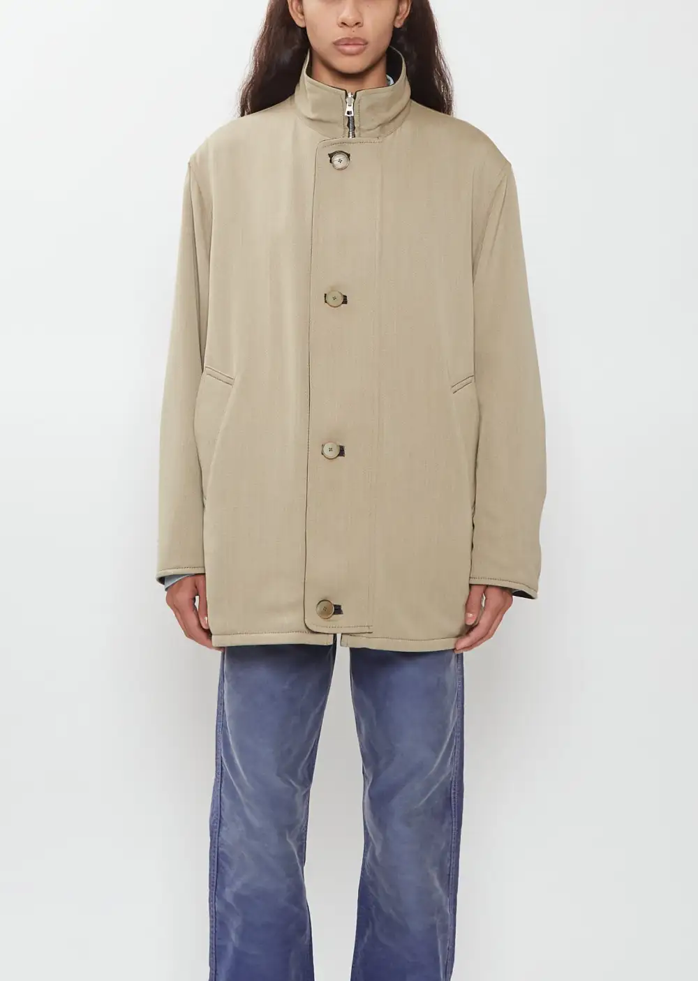 Women's Double Face Twill Stand Collar Coat