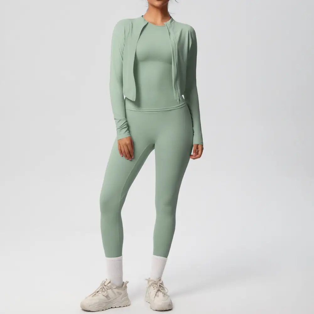 Short-Sleeve Quick-Dry Jacket, Top and Leggings Active Set