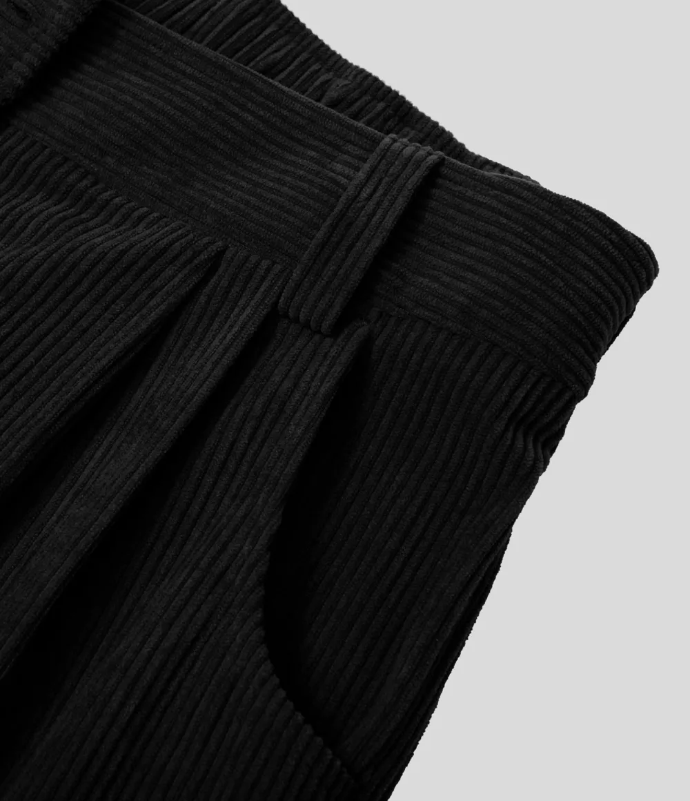 Mid Rise Button Zipper Side Pocket Corduroy Casual Pants