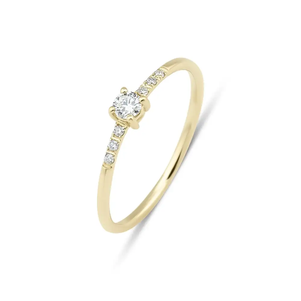 Gold Minimalist Solitaire Diamond Engagement Ring
