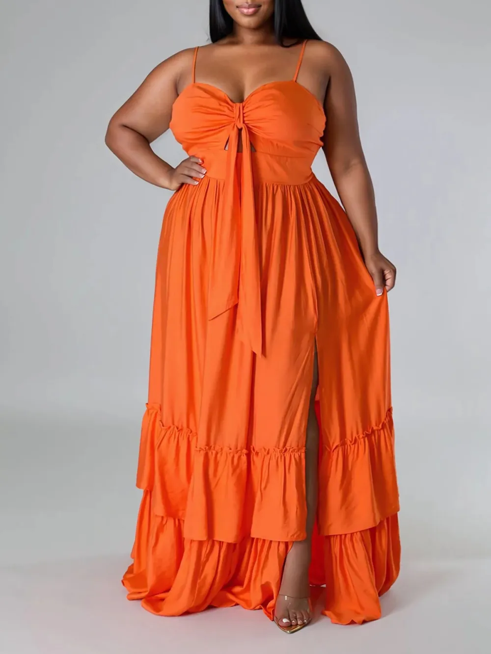 Strapless Plain Slit Dress