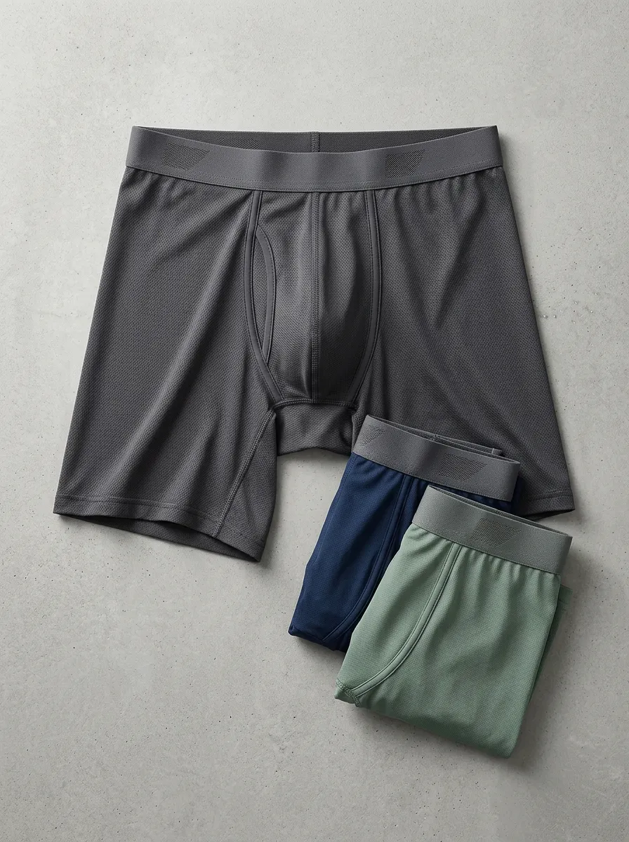 Men's Breathable Mesh Athletic Performance Boxer Briefs Underwear Set