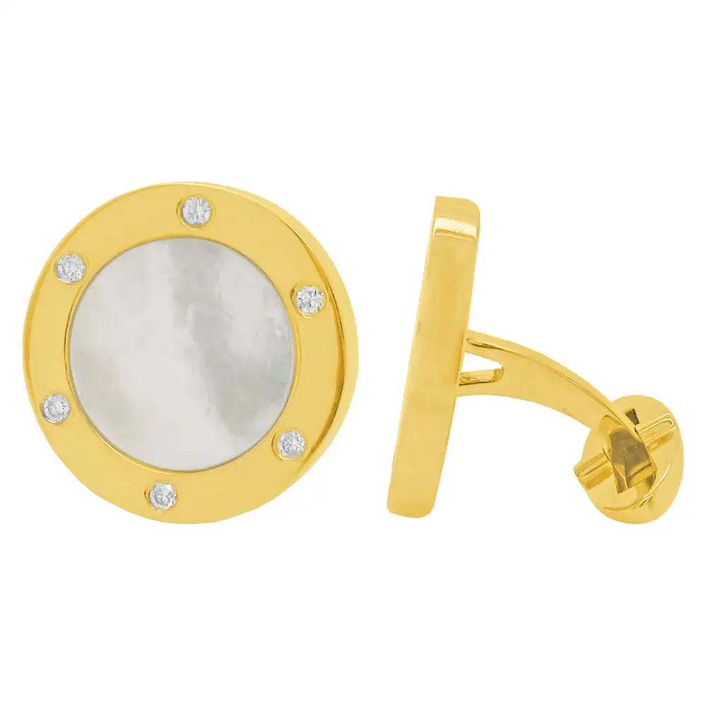 Fine Detail Diamond Mother Of Pearl Cufflinks