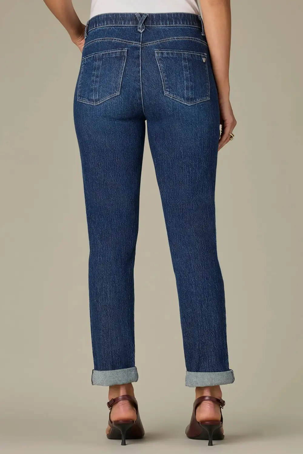  Mid Rise Roll Cuff Petite Girlfriend Jeans