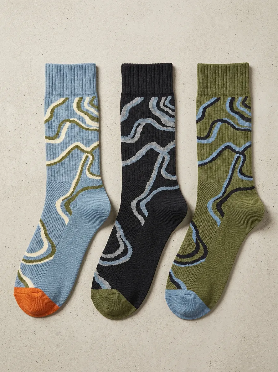 Wavy Abstract Casual Sock Set