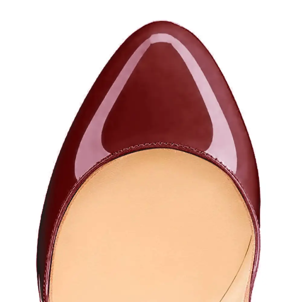 Patent Finish Round Toe Platform Chunky Heel Ankle Strap Pumps