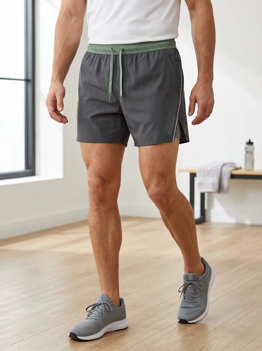Men's Athletic Gym Training Reflective Dot Printed Shorts