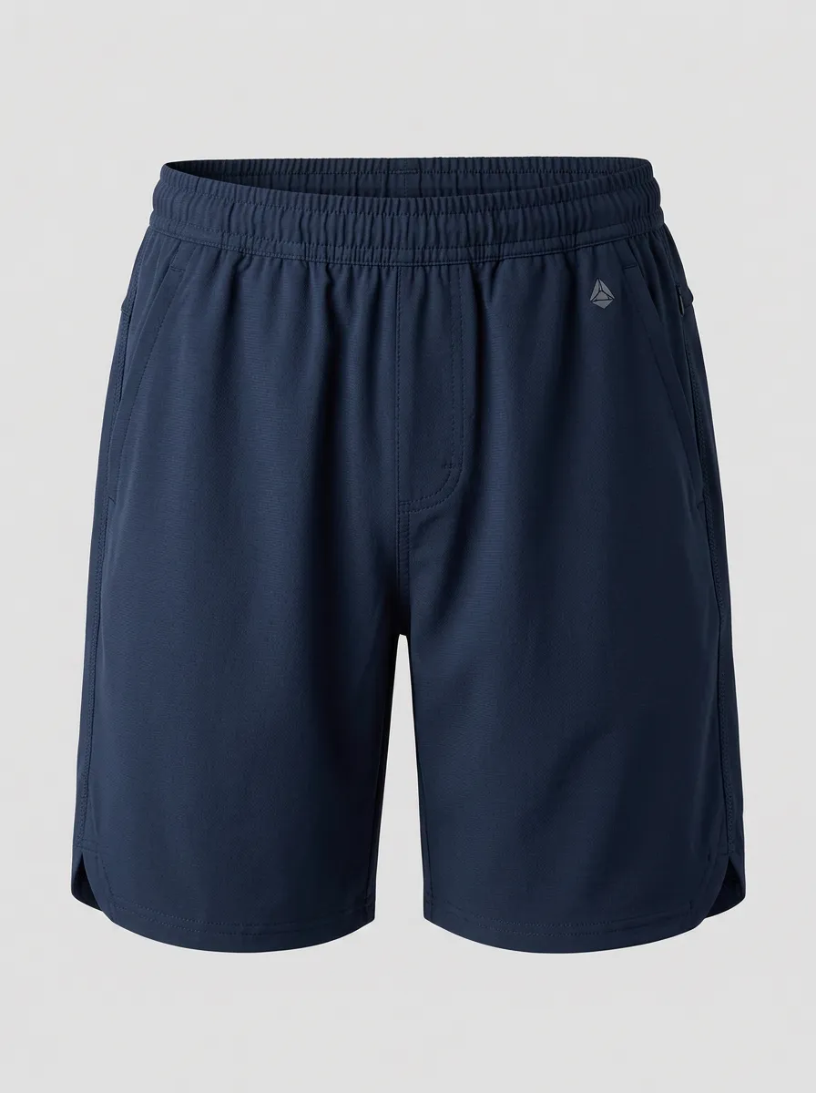 Men's Breathable Athletic Navy Blue Printed Shorts