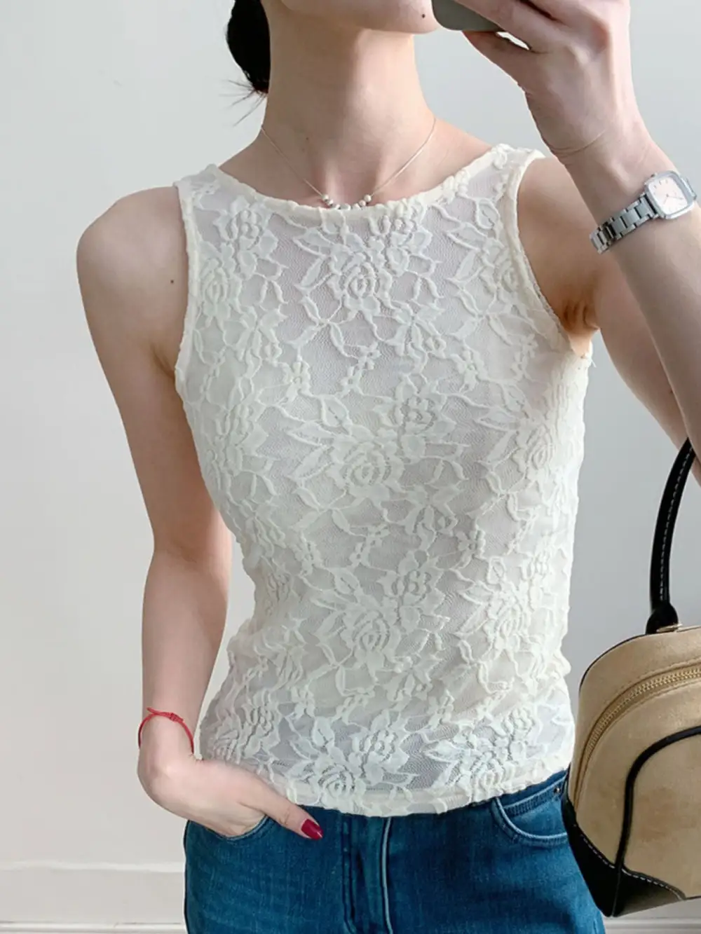 Lace Round Neck Tank