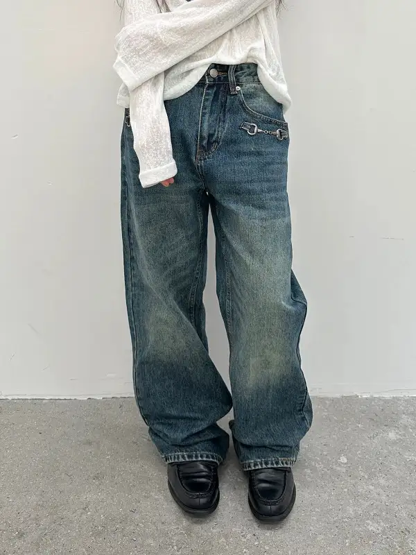 Graphic Denim Pants