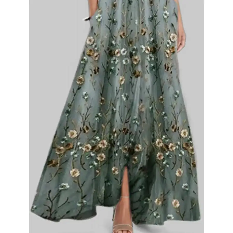 Floral Print Half Sleeve Maxi Dress