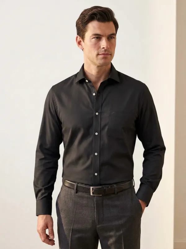 Men's Non-Iron Cotton Sage Green Pocket Long Sleeve Shirt