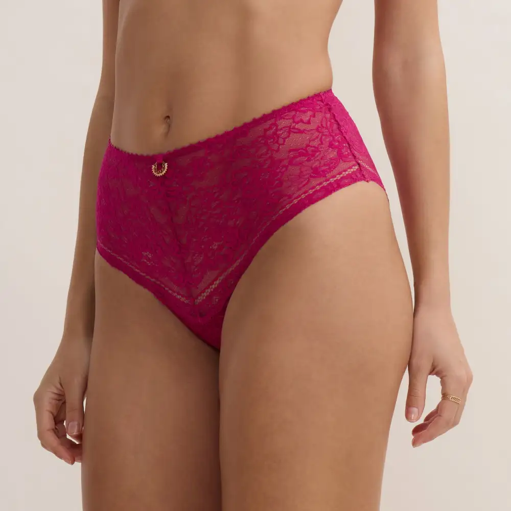 Women's Full Coverage High Cut Flat Seams Elastic Waistband Cotton Gusset Lace Cotton Lightweight Soft Fabric Stretch Fit Brief Panty
