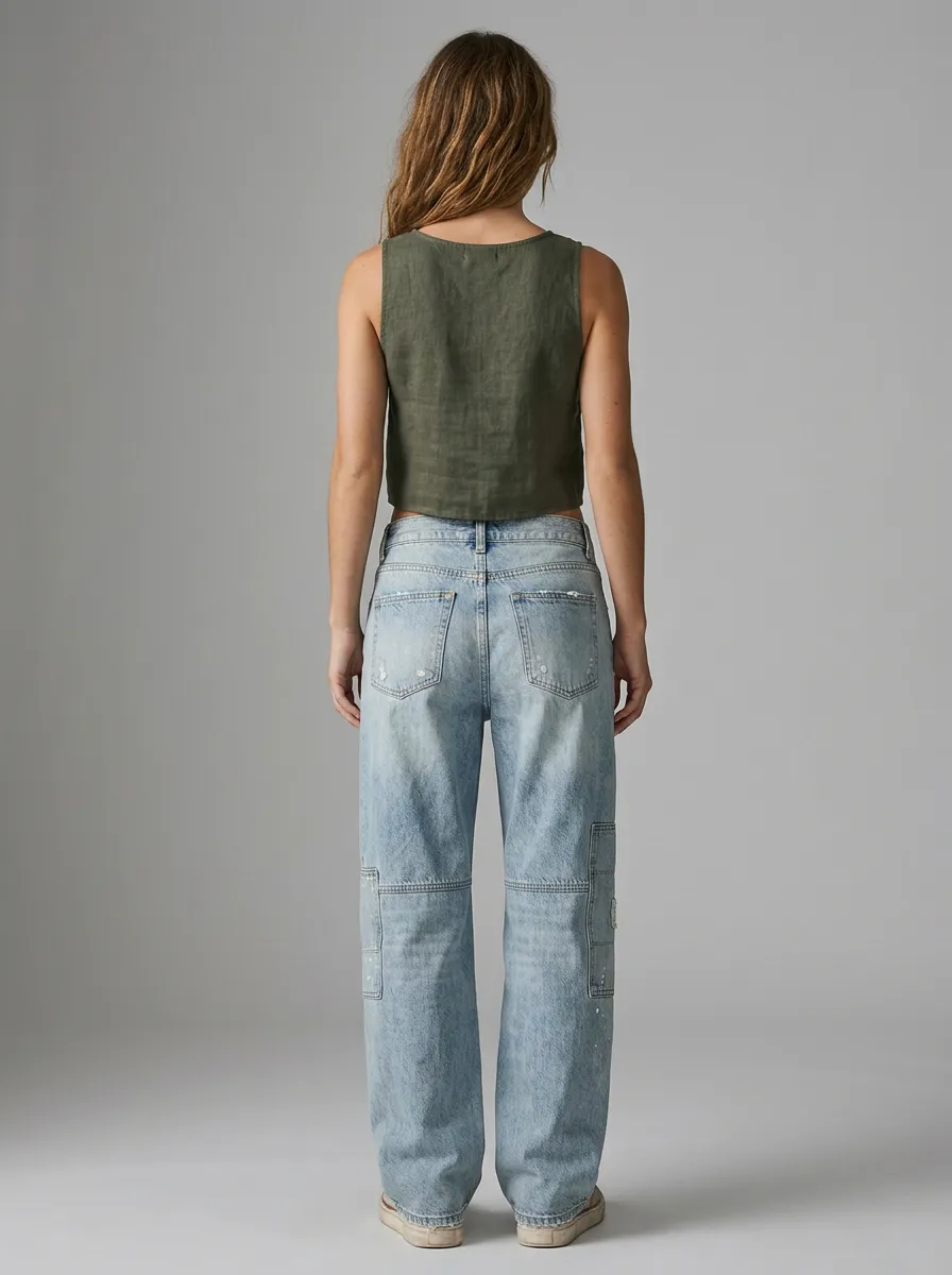 Women's Casual Streetwear Distressed Patchwork Printed Jeans