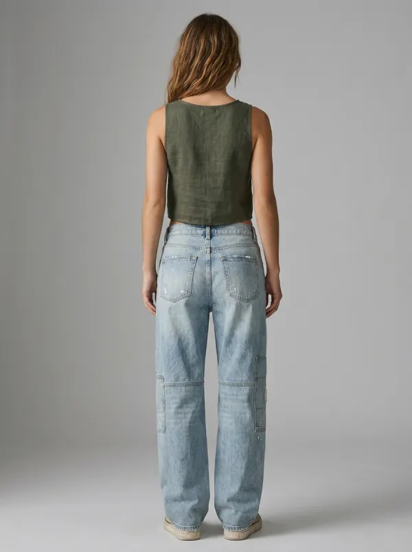 Women's Casual Streetwear Distressed Patchwork Printed Jeans