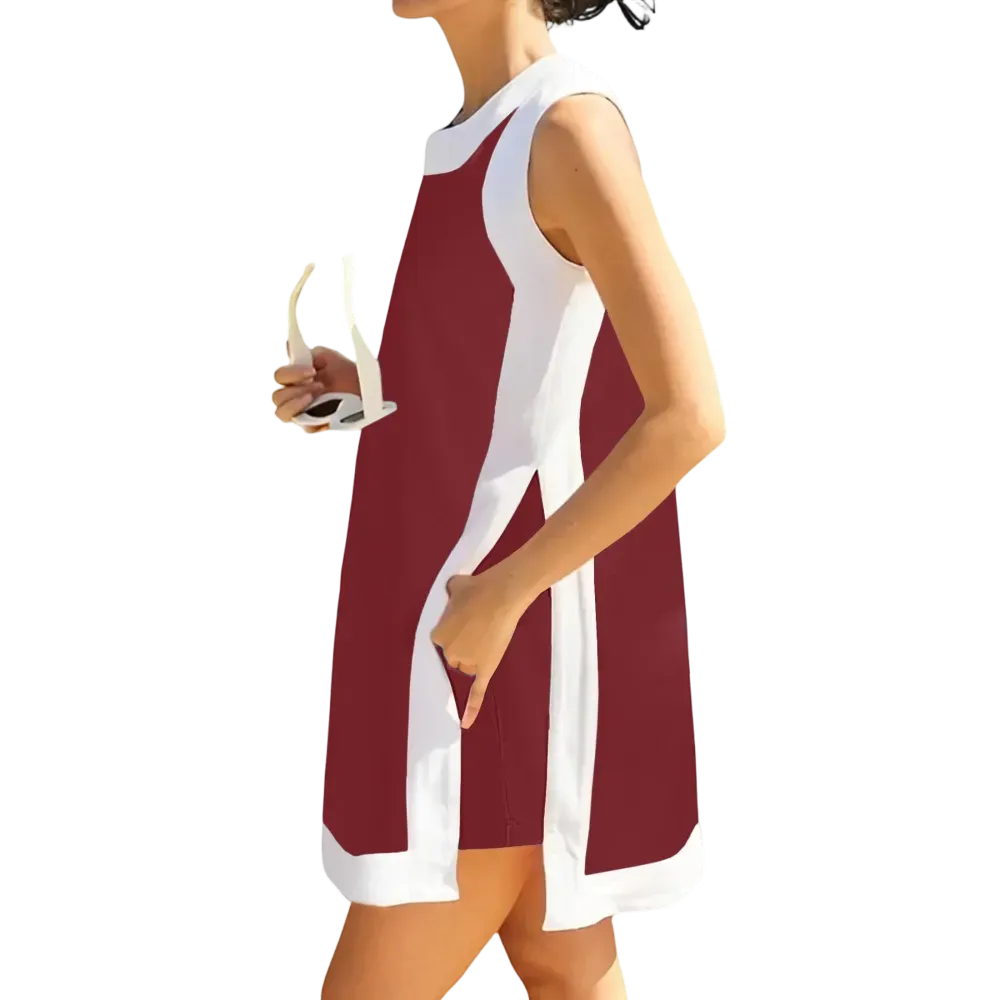 Women’s Color-Blocked Sleeveless Pullover and Shorts Set with Pockets