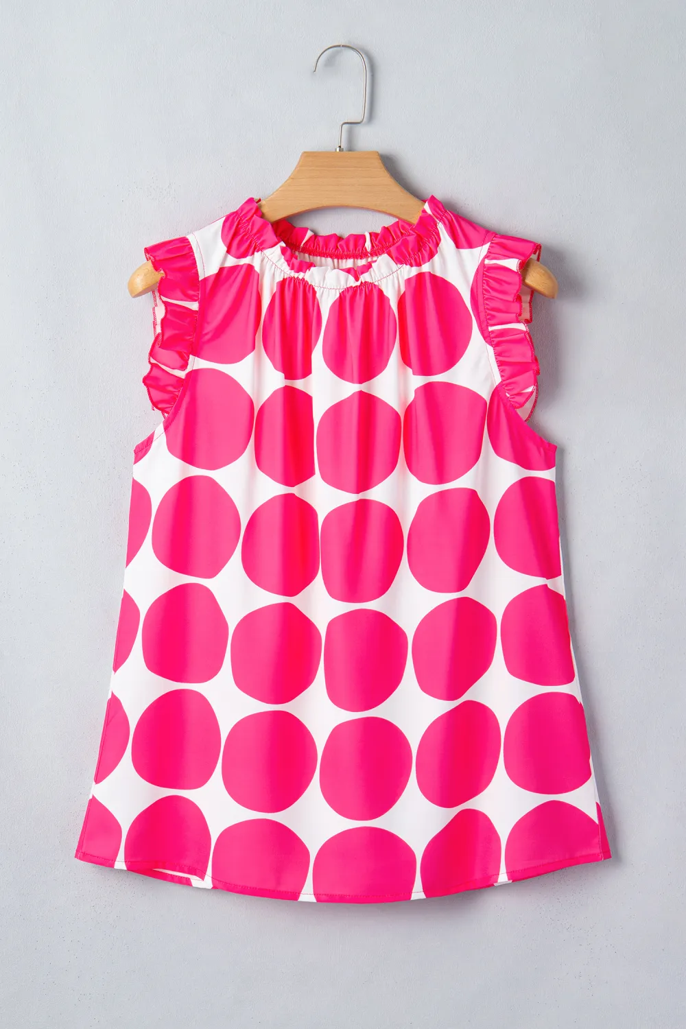 Rose Polka Dot Print Frilled Tank Top
