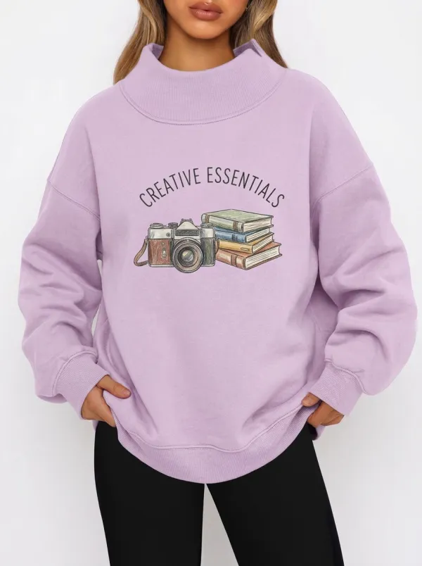Women's Creative Essentials Camera Books Graphic Sweatshirt