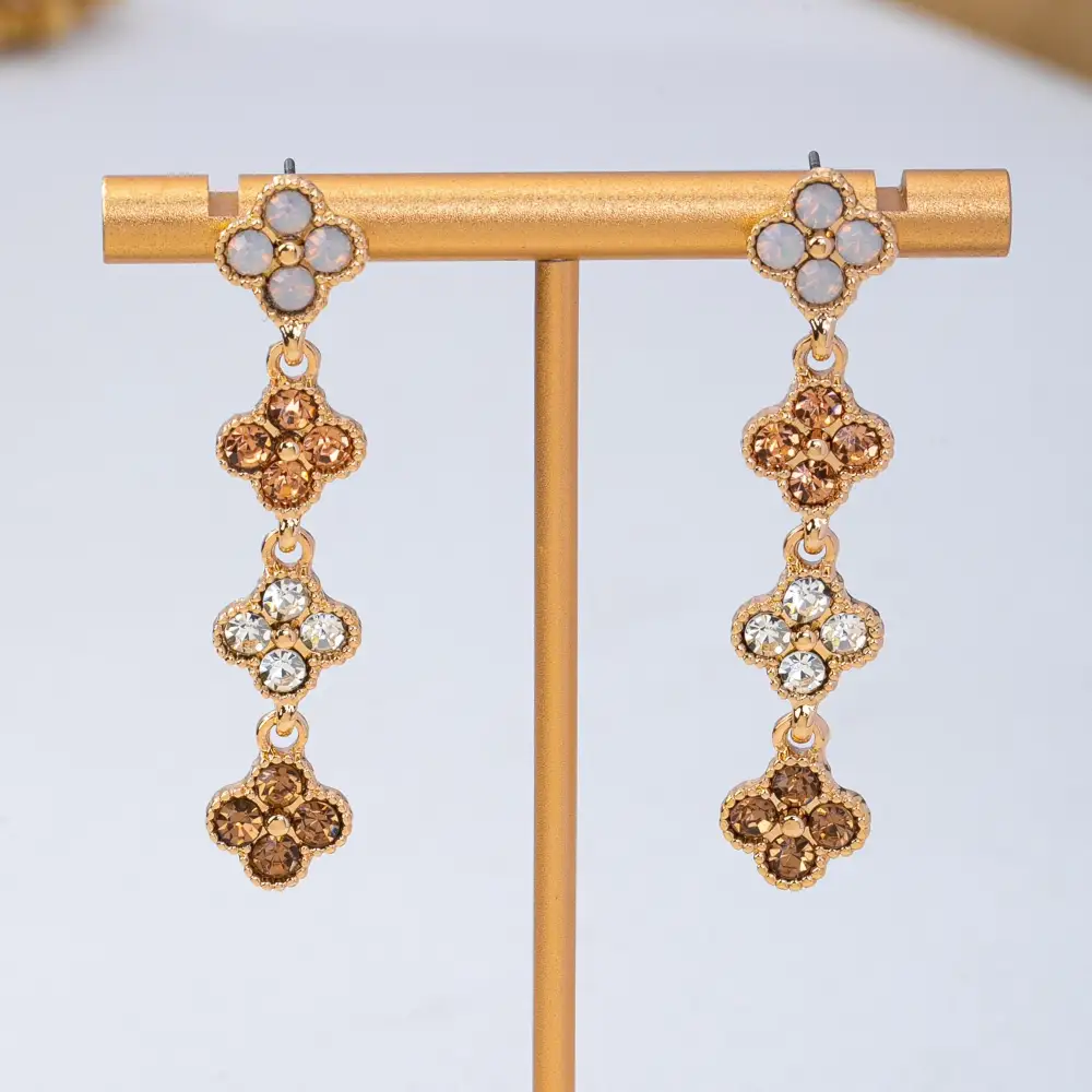Graduated Clover Rhinestone Dangle Drop