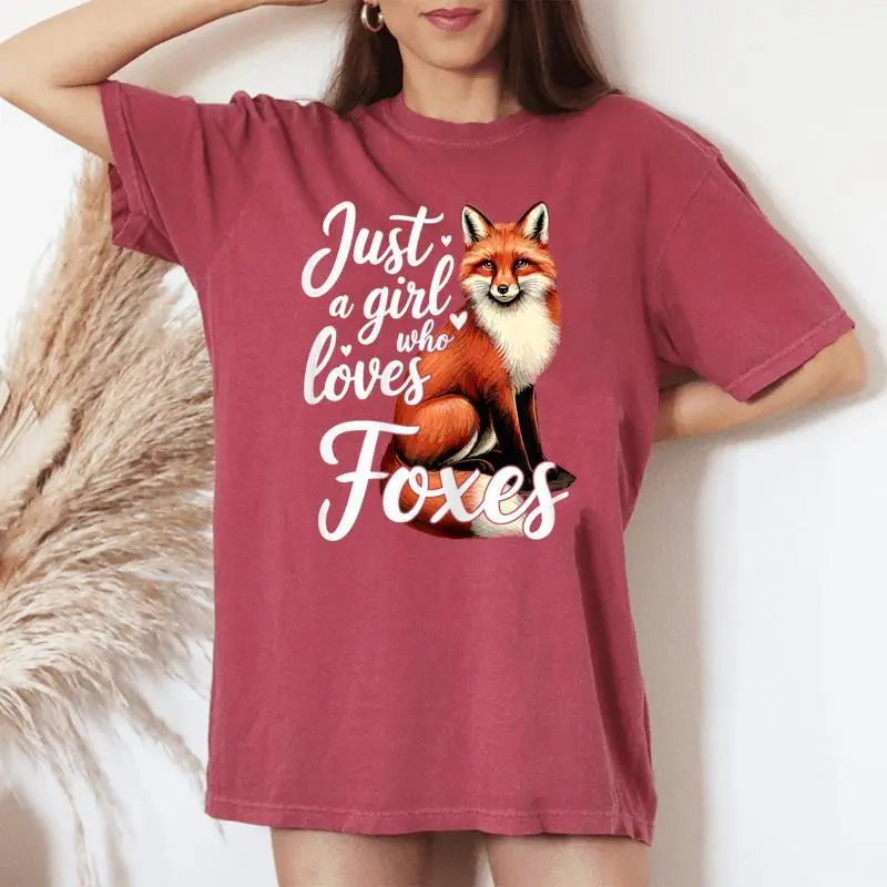 Fox Cute Just A Girl Who Loves Foxes Women's Oversized Comfort T-shirt