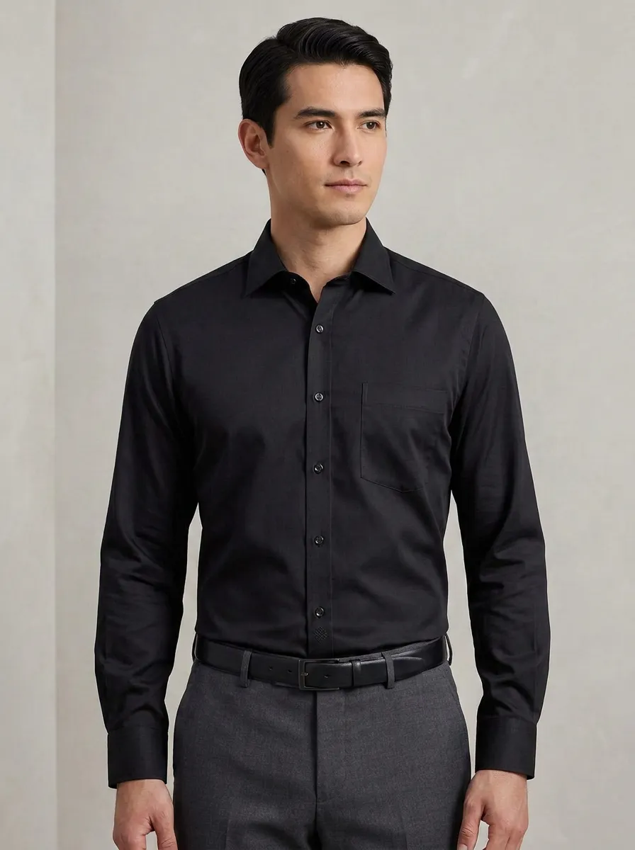 Men's Business Casual Non-Iron Cotton Long Sleeve Shirt