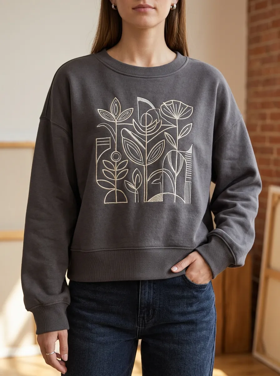 Women's Botanical Floral Crewneck Printed Sweatshirt