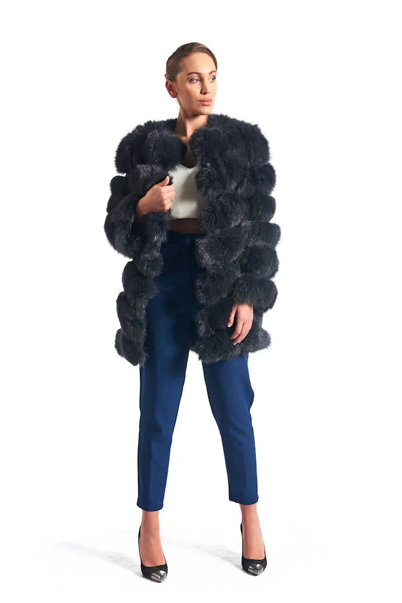 Dark Grey Fox Fur Coat Women’s