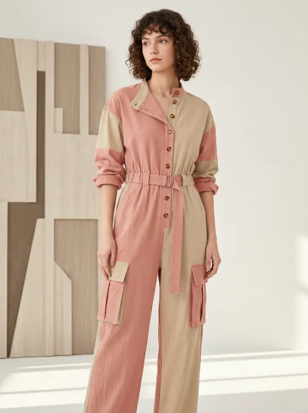 Women's Hudson Utility Colorblock Cargo Jumpsuit