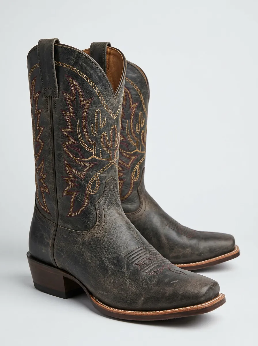 Timeless Embroidered Distressed Decorative Western Boots
