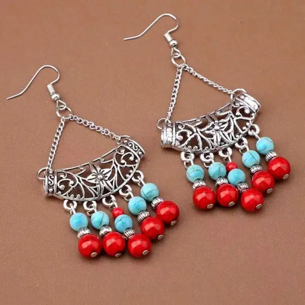 Minimal Beaded Tassel Drop Earrings