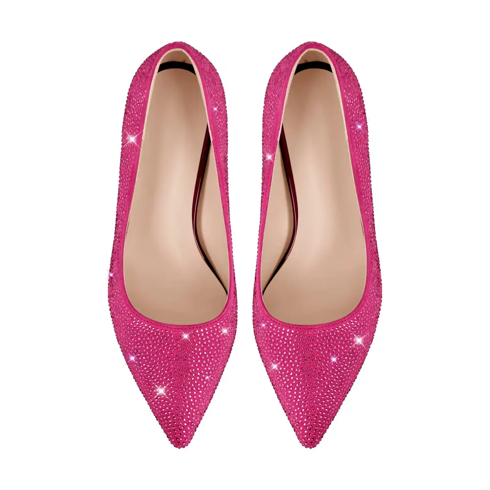 Rhinestone Pointed Toe Low Heel Pumps